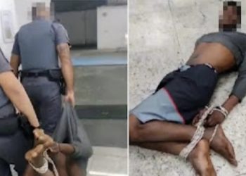 PMs são afastados após amarrarem mãos e pés de suspeito de furtar mercado em SP e o arrastarem no chão