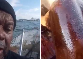 Manchas de óleo são registradas por pescadores em manguezal e praia de Madre de Deus