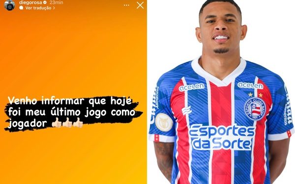 Após ser vaiado pela torcida do Bahia durante substituição, Diego Rosa coloca na rede social: “Hoje foi meu último jogo como jogador”