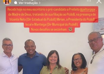 Madre de Deus: Jailton Polícia volta atrás, desmente deputada Alice Portugal que apaga anúncio de sua filiação ao PCdoB