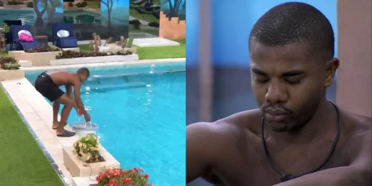BBB 24: Davi é impedido de jogar água da piscina em Leidy e planeja vingança