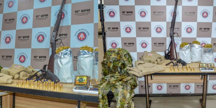 TROCA DE TIROS: Polícia Militar apreende armas e drogas de facção criminosa no interior da Bahia