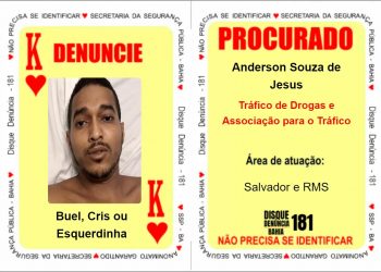 SSP atualiza ‘Baralho do Crime’ e inclui Buel líder do CV na lista dos criminosos mais procurados da Bahia