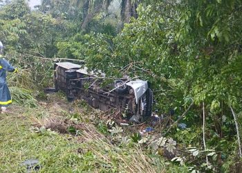 Quatro pessoas morrem e uma tem ferimento grave após ônibus com 28 pessoas cair em ribanceira 