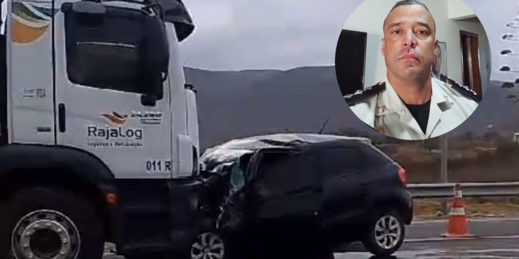 Capitão da PM morre em grave acidente envolvendo carro e caminhão na BR-116