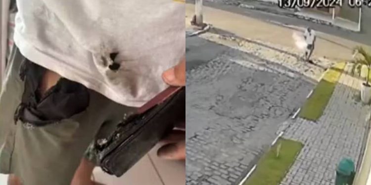 Celular explode no bolso de homem em Feira de Santana; assista