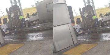 Carreta colide e destrói cabine do pedágio em Amélia Rodrigues