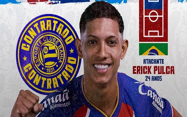 Bahia anuncia o atacante Erick Pulga, segundo reforço para 2025
