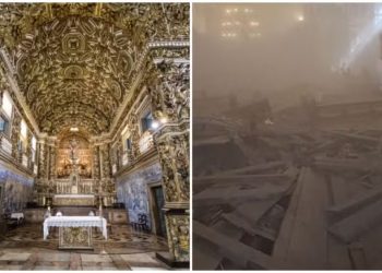 Parte de teto de famosa ‘igreja de ouro’ do Centro Histórico de Salvador desaba