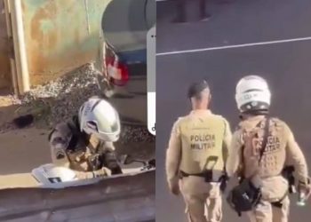 Policiais militares são flagrados plantando droga durante abordagem em Simões Filho