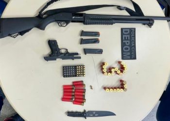 Armas e munições de autor de violência doméstica são apreendidas em São Sebastião do Passé