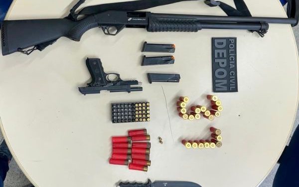 Armas e munições de autor de violência doméstica são apreendidas em São Sebastião do Passé