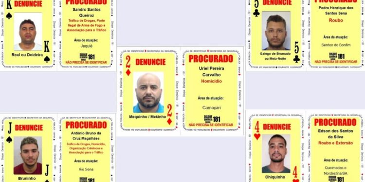 Baralho do Crime da SSP é atualizado com novos foragidos da Justiça; homicida e líder de facção estão entre os procurados