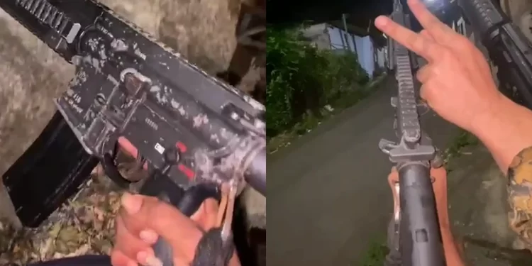Tropa do A faz deboche com fuzil deixado na fuga pelo Comando Vermelho em Salvador