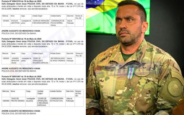 PUBLICADO NO DIÁRIO OFICIAL: Delegado Geral transfere Pithon e outros dois investigadores da CORE