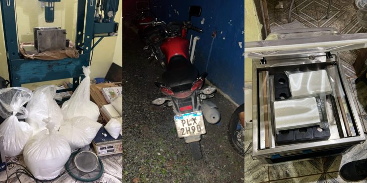 PM localiza laboratório de drogas e apreende mais de 90 kg de cocaína em Monte Gordo