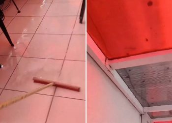 Cabine de imprensa do Barradão alaga e revolta jornalistas: “Olha o que a gente sofre”