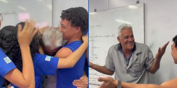 Porteiro se emociona ao ser convidado por alunos para ser padrinho de formatura