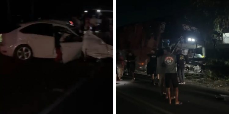 Grave acidente entre ônibus da banda de Neto Brito e carro de passeio deixa mortos na BA-046