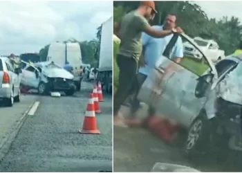 CANDEIAS: Batida entre carros resulta em morte de mulher na BR-324