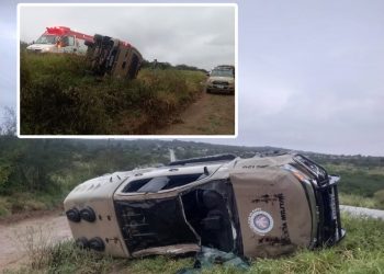 ACIDENTE: viatura da PM capota entre Conceição do Coité e Serrinha; três policiais ficam feridos