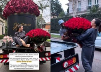Rafa Kalimann é surpreendida com buquê gigante de Nattanzinho