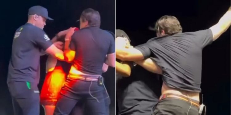 Natanzinho Lima é agarrado, mordido e tem roupas rasgadas por fã que invadiu o palco