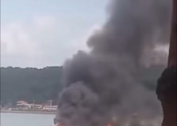 Homem fica ferido após embarcação pegar fogo em Madre de Deus