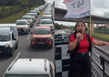 Donos de autoescolas protestam contra governo e causam lentidão na Av. Paralela