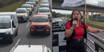 Donos de autoescolas protestam contra governo e causam lentidão na Av. Paralela