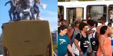 Torcedores do Bahia vandalizam ônibus em Salvador no último domingo (2)