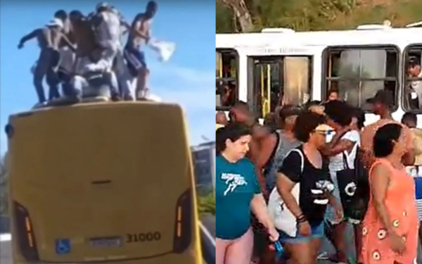 Torcedores do Bahia vandalizam ônibus em Salvador no último domingo (2)