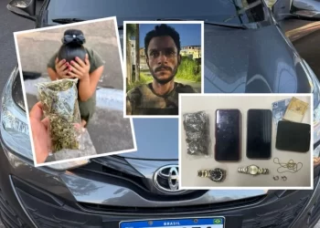 AMOR BANDIDO: polícia prende dupla com carro roubado e maconha durante ronda no Caminho das Árvores